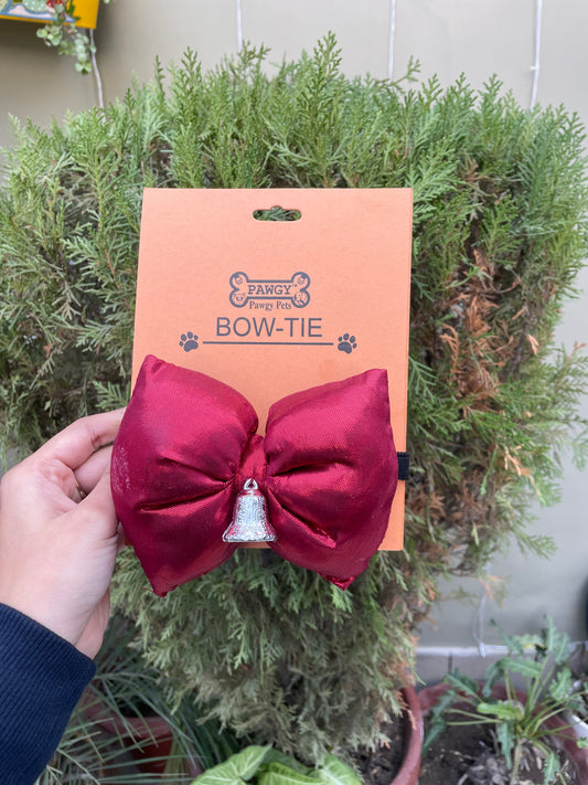Pawgy Pets Christmas Bow tie Red w bell for Dogs & Cats