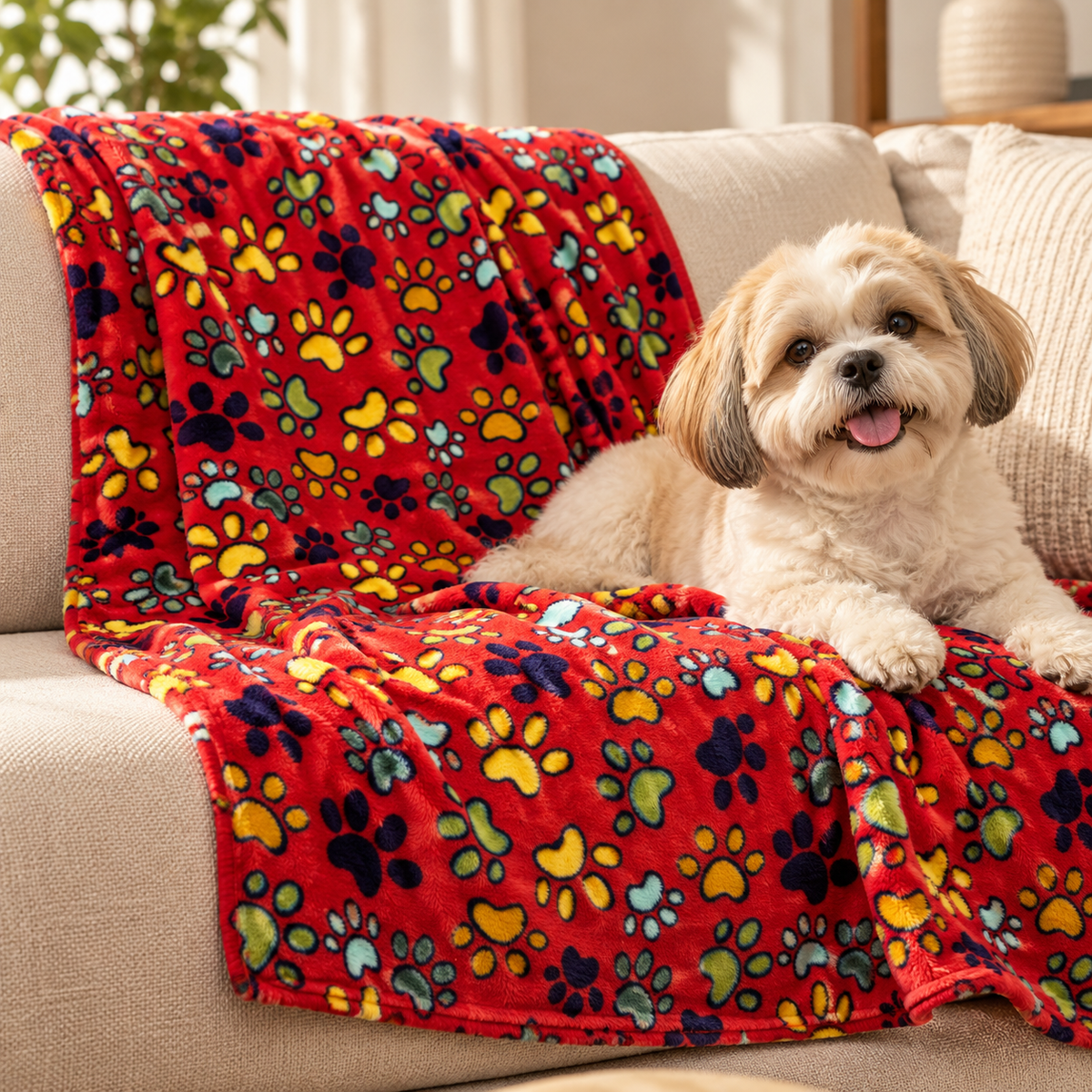 Paw Overload Red Blanket | For Pet & Pet Parents | Pawgy Pets