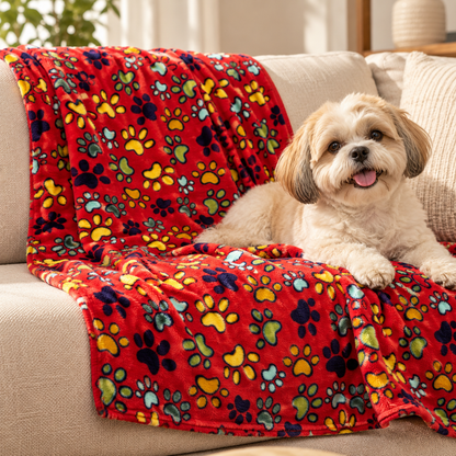 Paw Overload Red Blanket | For Pet & Pet Parents | Pawgy Pets