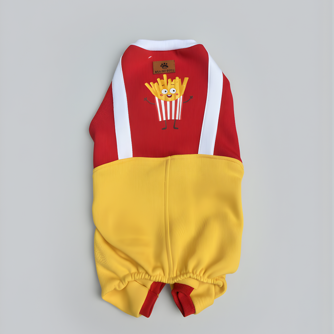 Pawgy Pets Fries Dungaree Pet Sweatshirt - Red