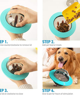 Pawgy Pets Planet Interactive Toy Puzzle IQ Treat Ball, Food Dispensing Chew Toys for Dogs and Cats - Multicolor