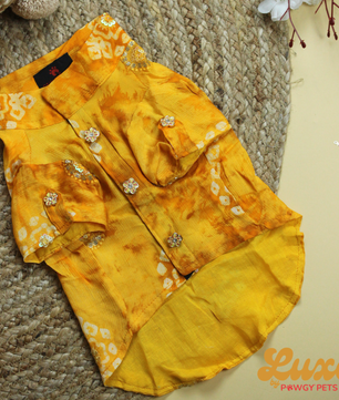 Luxe by Pawgy Pets Bandani kurta Yellow