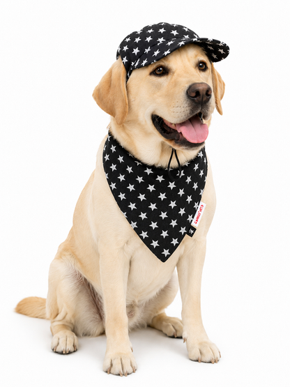 Black Star Denim Cap and Bandana Set | For Dogs | Pawgy Pets