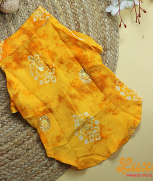 Luxe by Pawgy Pets Bandani kurta Yellow