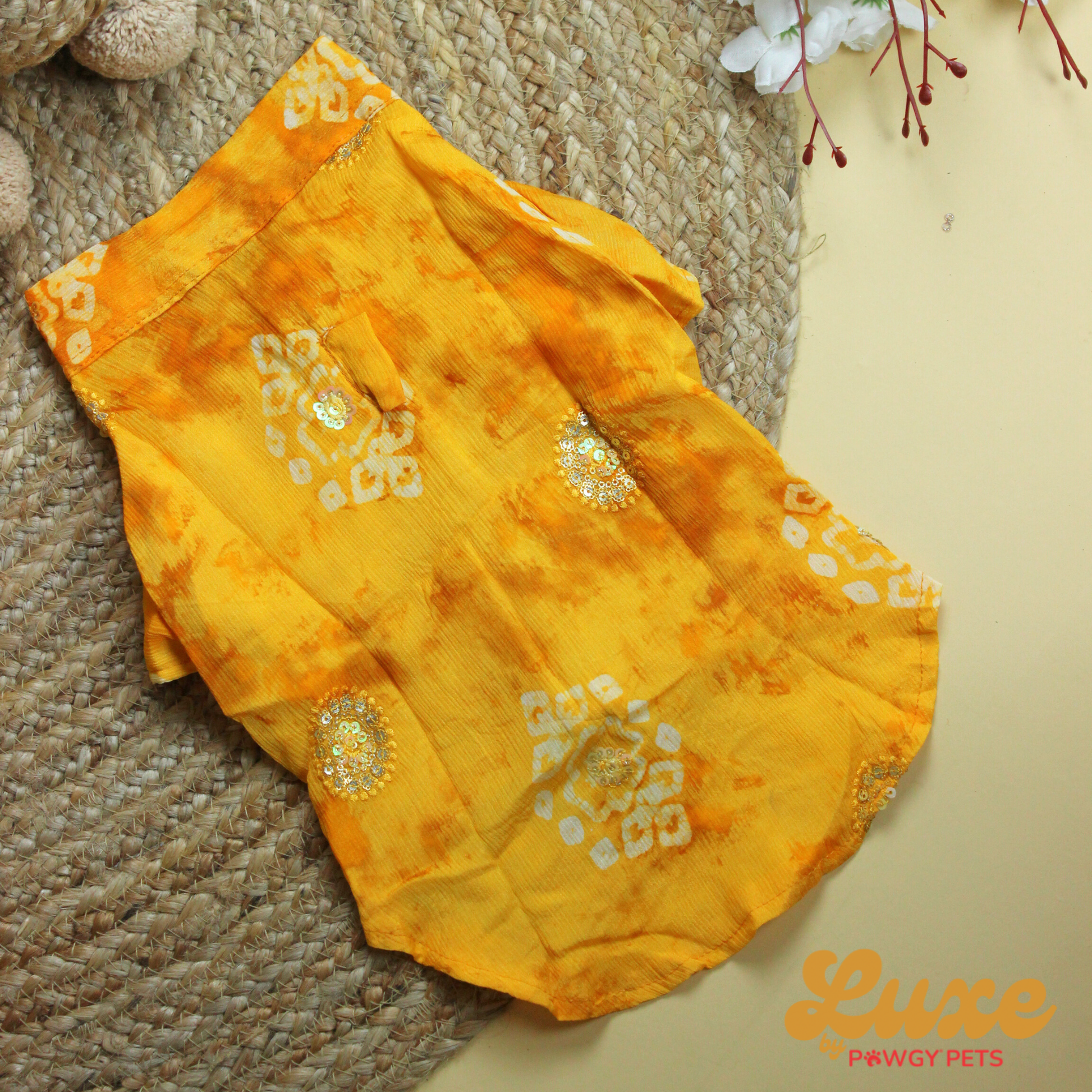 Luxe by Pawgy Pets Bandani kurta Yellow