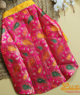 Luxe by Pawgy Pets Pink Brocade Kurta