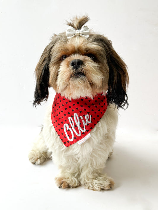 Pawgy Pets Personalised Red Heart Bandana for Dogs & Cats