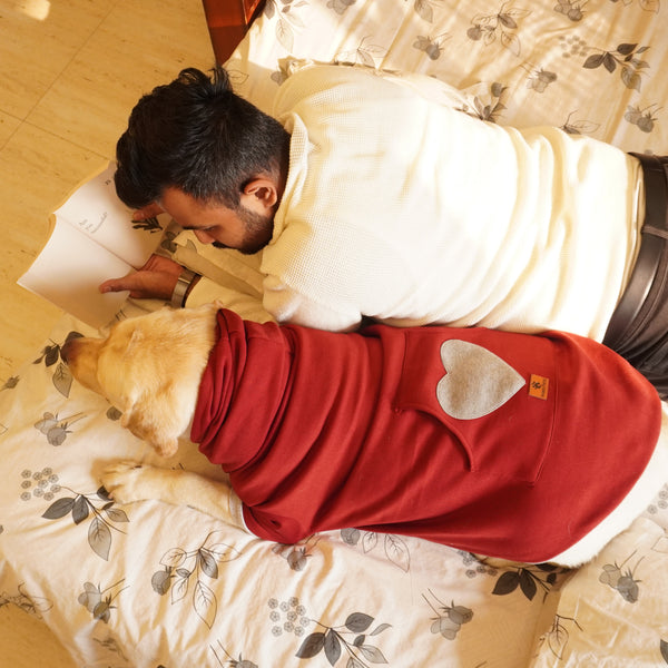 Maroon Heart Hoodie Sweatshirt | For Dogs & Cats | Pawgy Pets