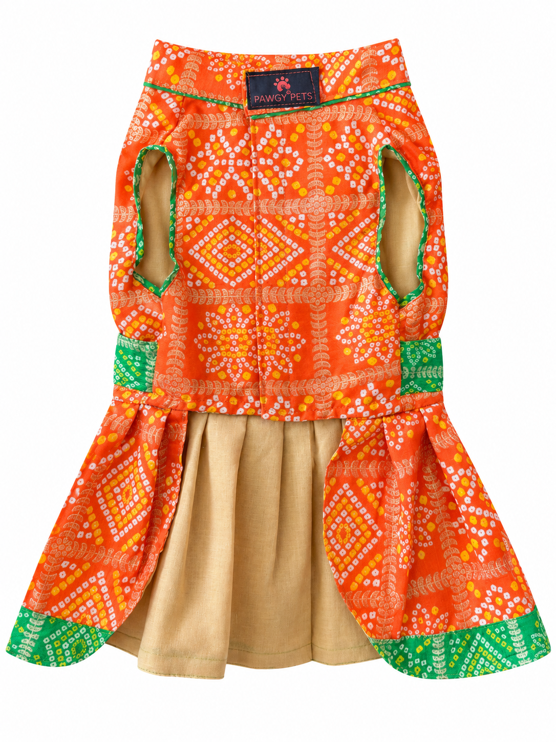 Festive Dress | Orange & Green | For Dogs | Pawgy Pets