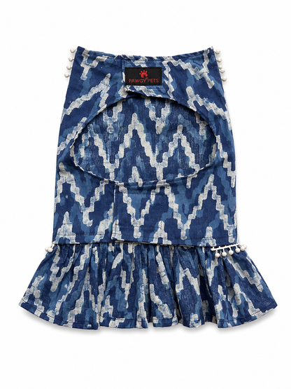Indigo Cotton Dress | For Dogs | Pawgy Pets
