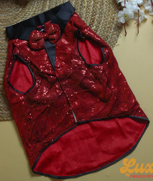 Luxe by Pawgy Pets Maroon Sequence Tuxedo