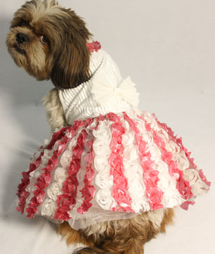 Pawgy Pets Silver & Pink Floral Tutu Dress for Dogs and Cats