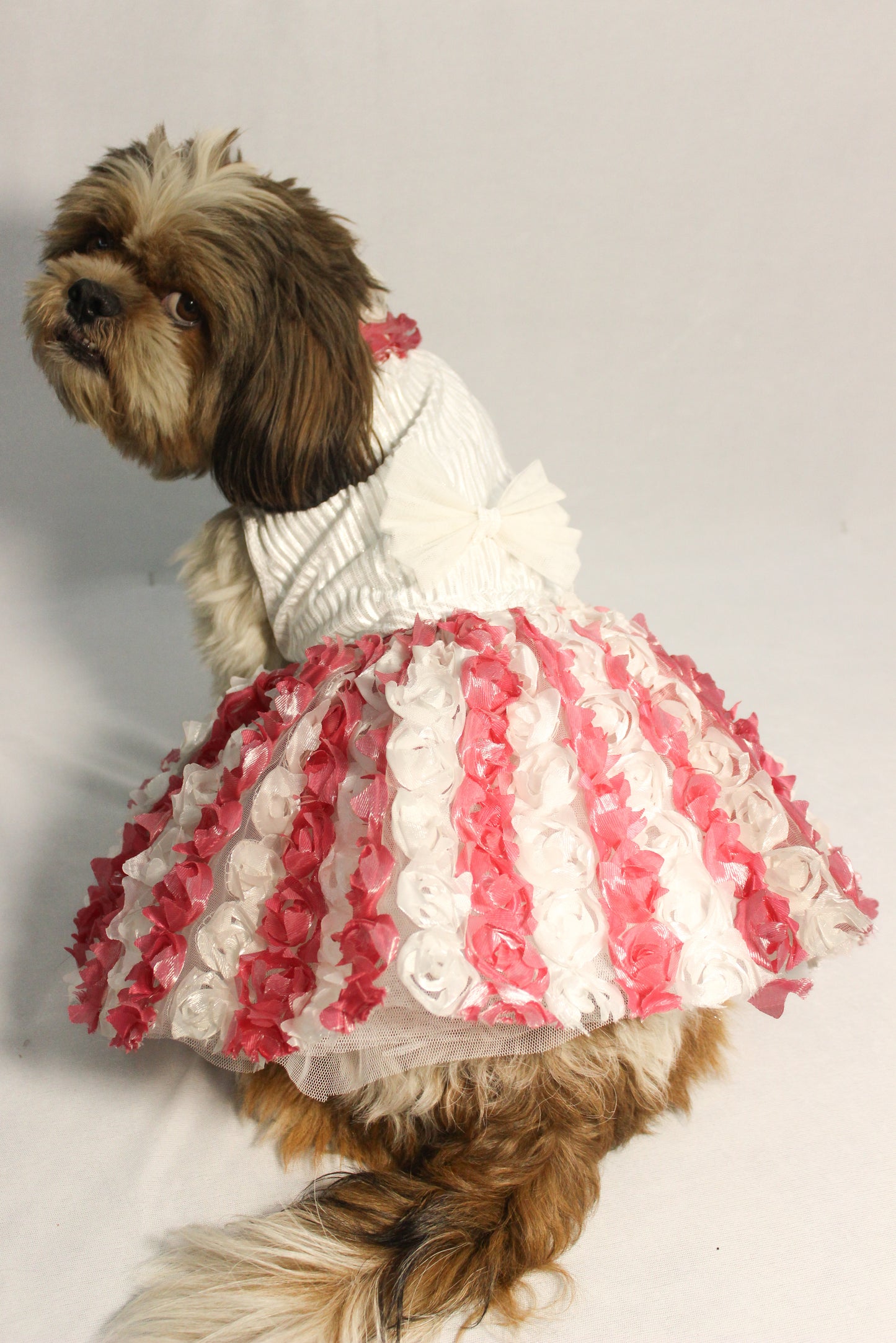 Silver Pink Floral Tutu Dress | Luxe Collection | Pawgy Pets