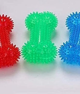 Pawgy Pets Dog Spike Squeaky Bone Chew Toy for Dogs (Random Colour)