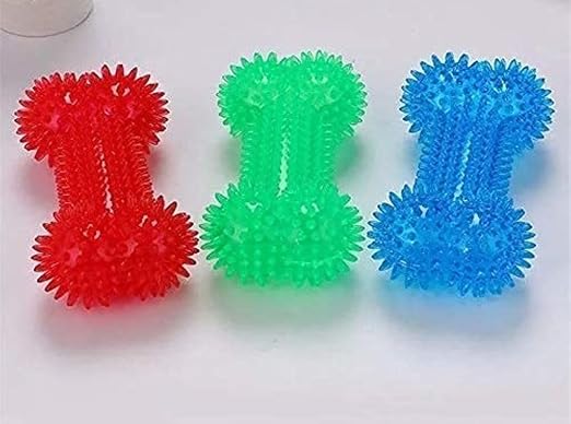 Pawgy Pets Dog Spike Squeaky Bone Chew Toy for Dogs (Random Colour)