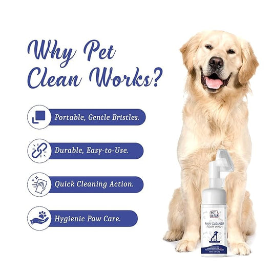 Pet Clean Paw Cleaner for Cats, Dogs and Puppies with Pet Foot Cleaning Foam and Silicone Brush for Easy Cleaning (150ml, Strawberry)