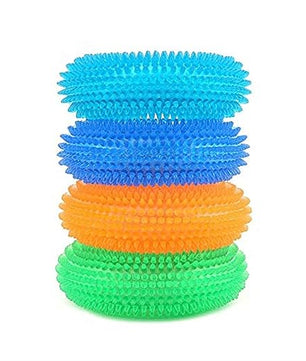 Pawgy Pets Dog Spike Squeaky Ring Chew Toy for Dogs (Random Colour)