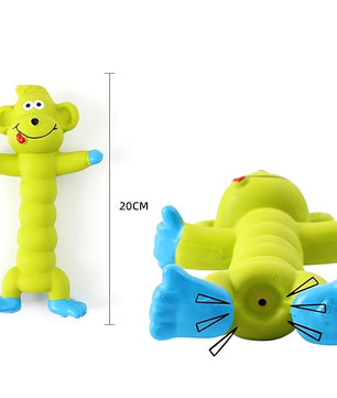 Pawgy Pets Green Monkey Interactive Latex Squeaky Chew Dog Toy