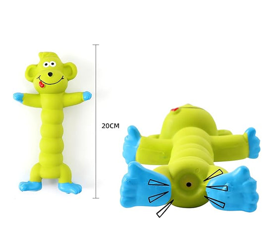 Pawgy Pets Green Monkey Interactive Latex Squeaky Chew Dog Toy