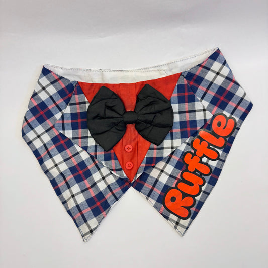 Pawgy Pets Personalised Waistcoat Tuxedo Bandana Blue for Dogs & Cats