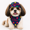 Denim Multi Polka Cap and Bandana Set | Personalised for Dogs | Pawgy Pets