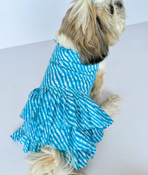 Pawgy Pets Lehriya Dress Blue for Dogs