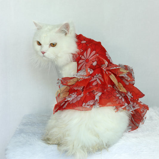 Pawgy Pets Frilly dress Red (Cat)
