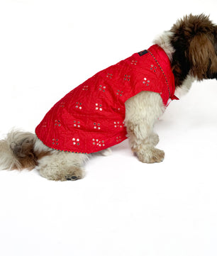 Pawgy Pets Festive Shirt Red Mirror Work for Dogs