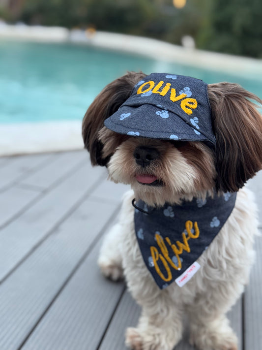 Pawgy Pets Personalised Dog Cap and Bandana: Denim Minnie for Dogs & Cats