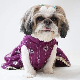 Pawgy Pets Net Lehenga Violet for Dogs & Cats