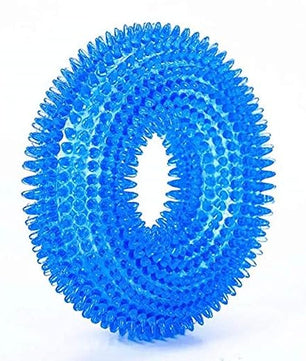 Pawgy Pets Dog Spike Squeaky Ring Chew Toy for Dogs (Random Colour)
