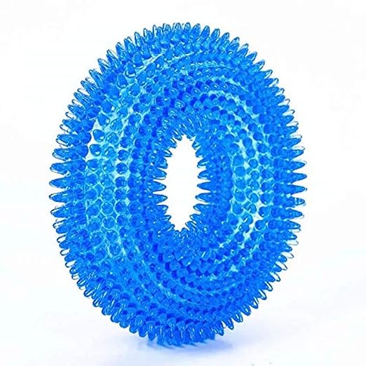 Pawgy Pets Dog Spike Squeaky Ring Chew Toy for Dogs (Random Colour)