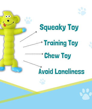 Pawgy Pets Green Monkey Interactive Latex Squeaky Chew Dog Toy