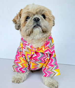 Pawgy Pets Zig-Zag kurta Pink for Dogs