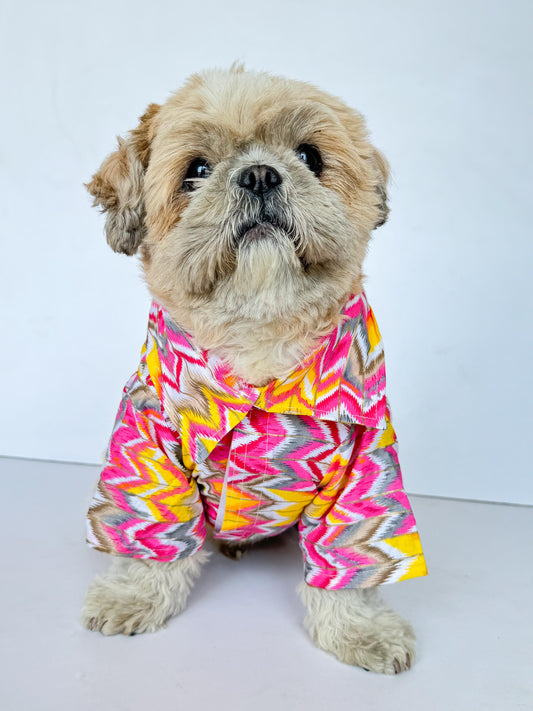 Pawgy Pets Zig-Zag kurta Pink for Dogs