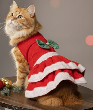 Pawgy Pets Christmas Dress for Cats