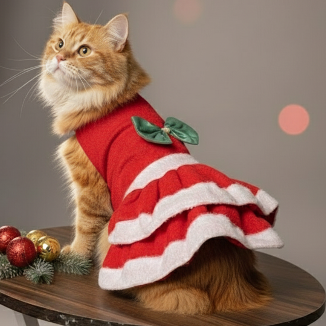 Pawgy Pets Christmas Dress for Cats