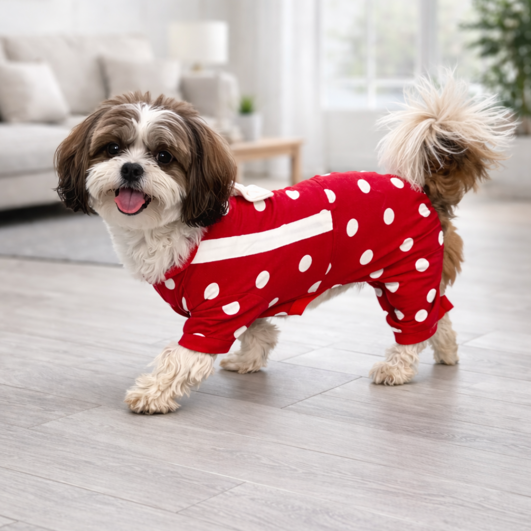 Pawgy Pets Maroon Polka Onesie