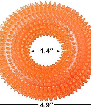 Pawgy Pets Dog Spike Squeaky Ring Chew Toy for Dogs (Random Colour)
