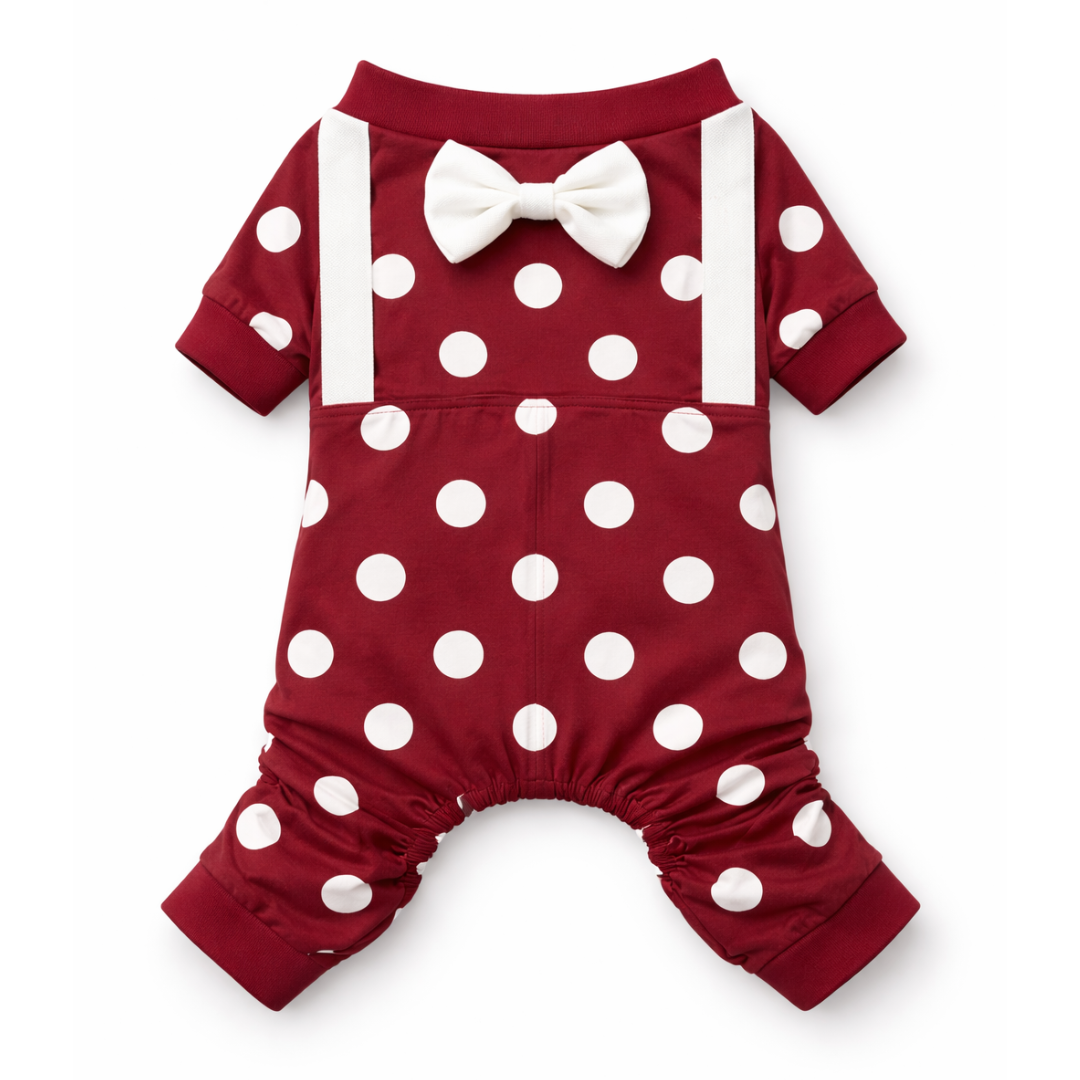 Pawgy Pets Maroon Polka Onesie