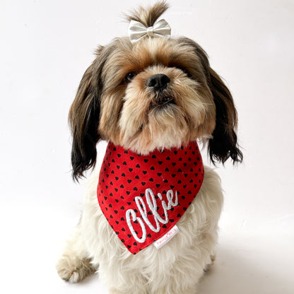 Pawgy Pets Personalised Red Heart Bandana for Dogs & Cats