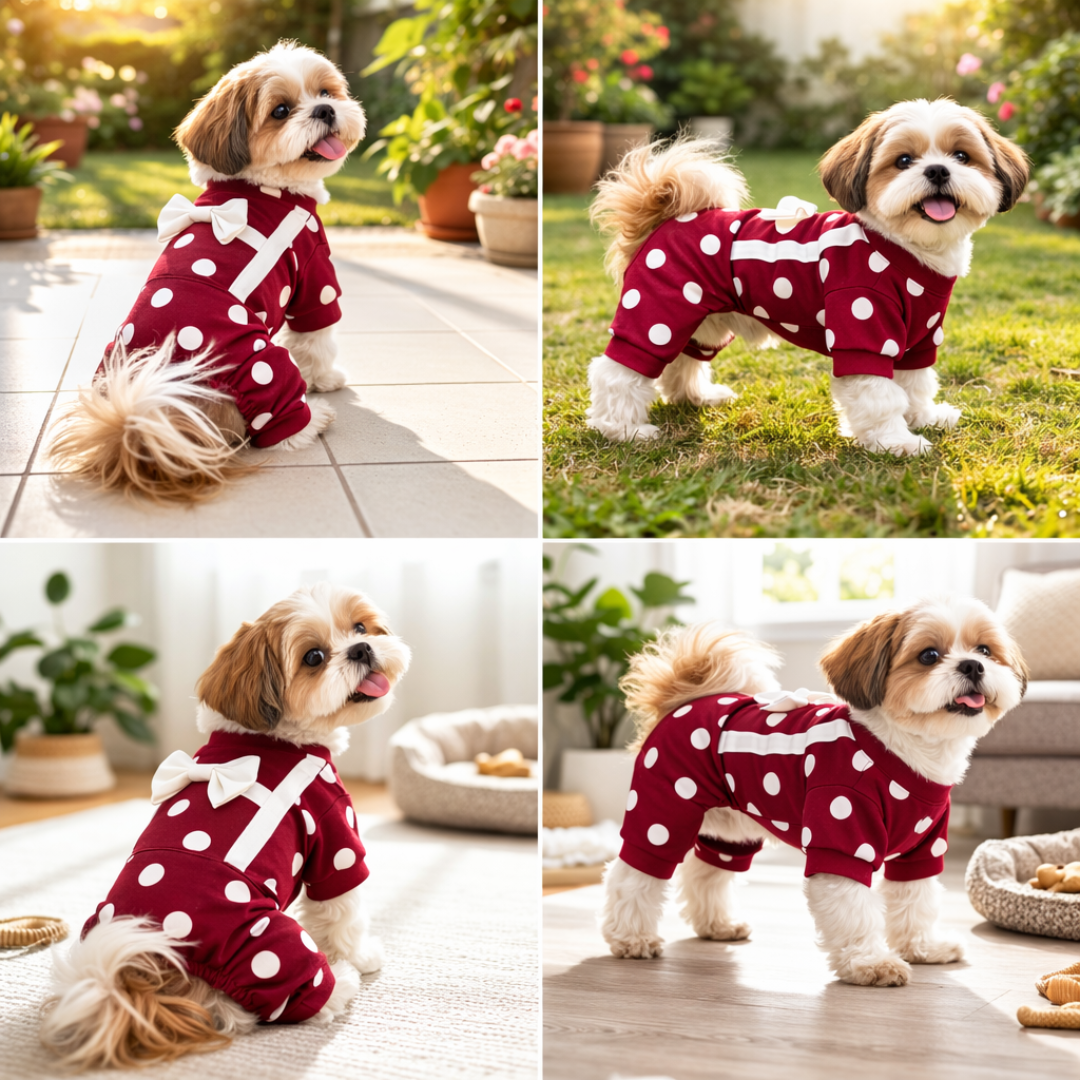 Pawgy Pets Maroon Polka Onesie