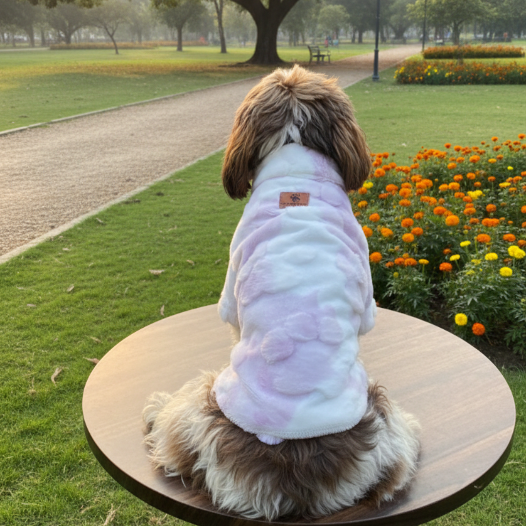 Pawgy Pets Fur Jacket: Paw Embossed