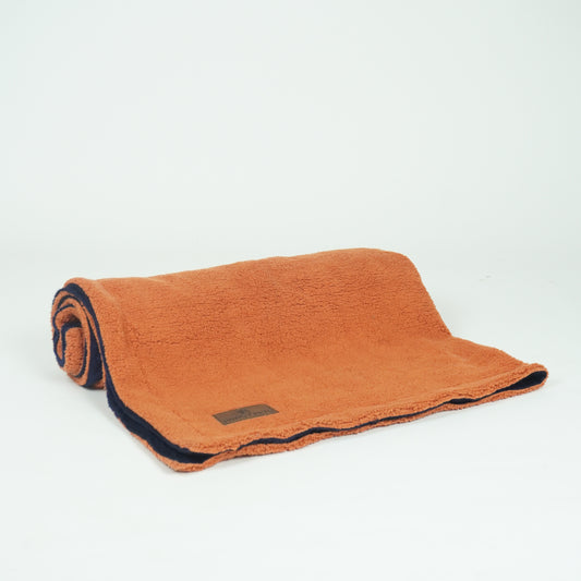 Pawgy Pets Furry Reversible Blanket For Pets for Dogs & Cats(Navy & Rust)