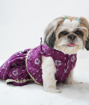 Pawgy Pets Net Lehenga Violet for Dogs & Cats
