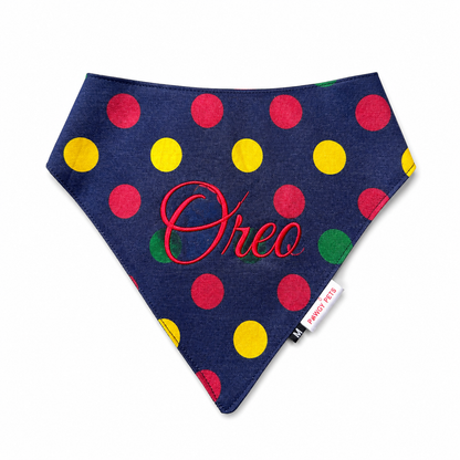 Denim Multi Polka Bandana | Personalised for Dogs | Pawgy Pets