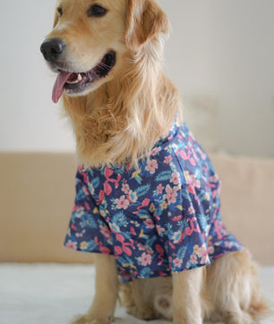 Pawgy Pets Hawaiian Flamingo shirt navy blue for Dogs