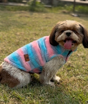 Pawgy Pets Fur sweater: Blue & Pink for Dogs & Cats (Sleeveless)