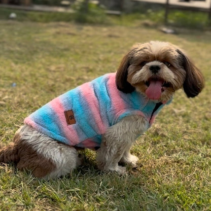 Blue & Pink Fur Sweater (Sleeveless) | For Dogs & Cats | Pawgy Pets