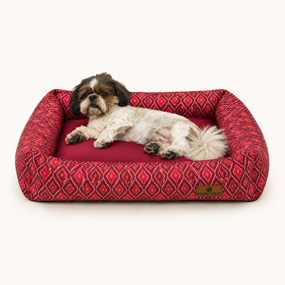 Ikat Maroon Bed | Dog Bed | Pawgy Pets